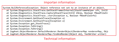 Exception - important and technical information