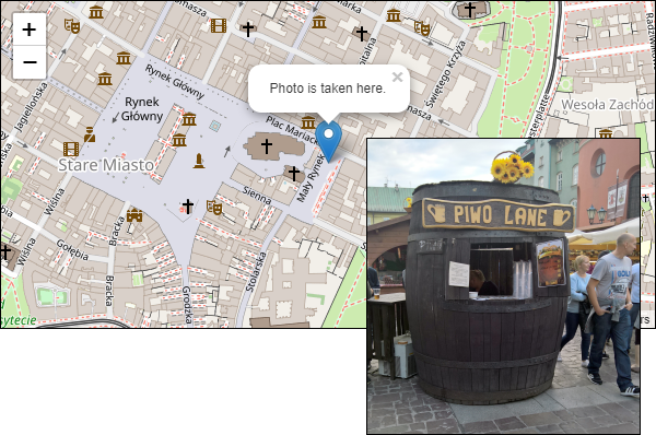 My favorite beer barrel in Krakow shown on map